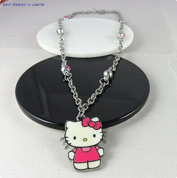 Hello kitty color enamel  metal necklace