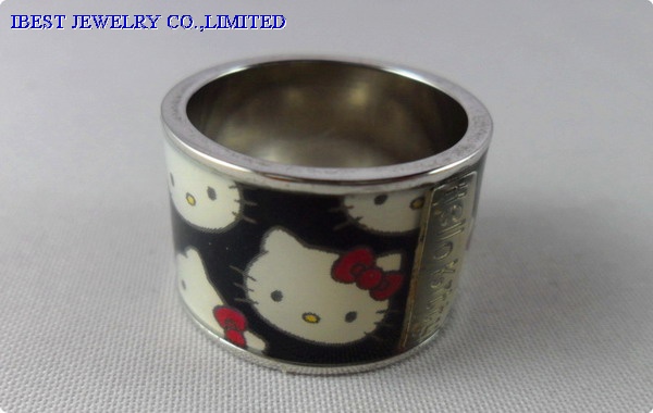 Hello Kitty Metal finger ring with epoxy sticker