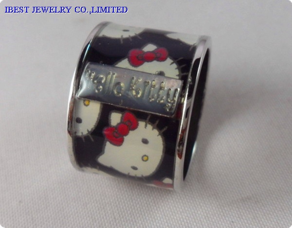 Hello Kitty Metal finger ring with epoxy sticker