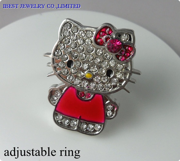 Hello Kitty rhinestones zinc alloy ring